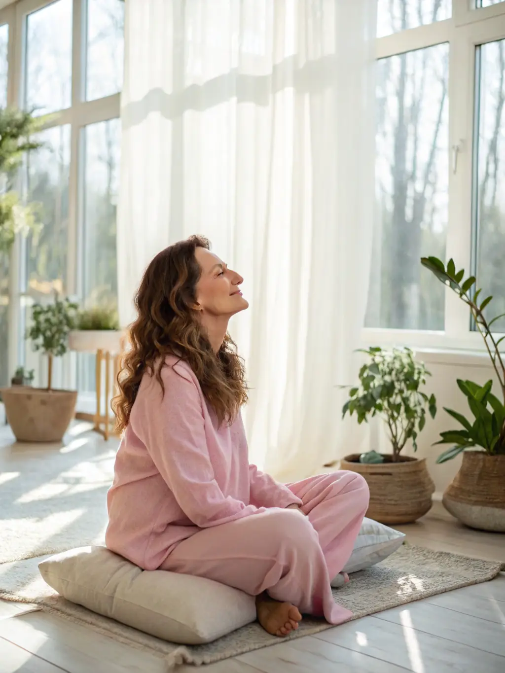 A person is practicing mindfulness meditation in a quiet, serene environment, representing stress reduction and mental clarity.